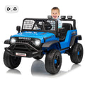 Garvee 12V Kids Ride On Truck Car with Parent Remote Control, 3 Speeds, Emergency Braking, LED Lights, Music & Horn, Blue, Outdoor Adventure Toy