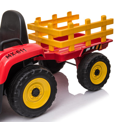 Garvee Ride - P Series: 12V Electric Tractor & Trailer for Kids, 3-6 Yrs - With RC - Red / 25W