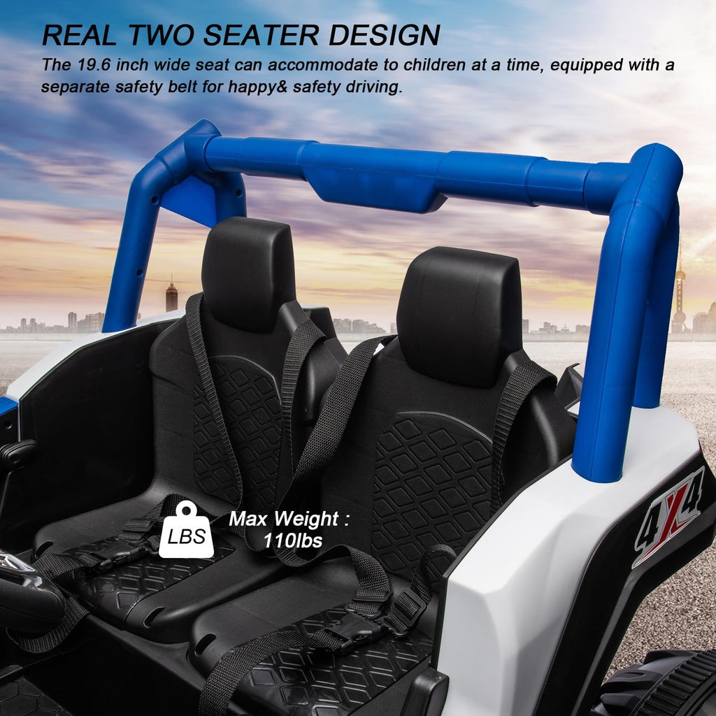 Garvee Ride - P Series: 2 Seater Ride on Car,12V Battery Powered Off-Road UTV Toy,Electric Car with Remote Control,Metal Frame,EVA Wheels,LED,Spring Suspension for 3-8 Boys&Girls - Blue