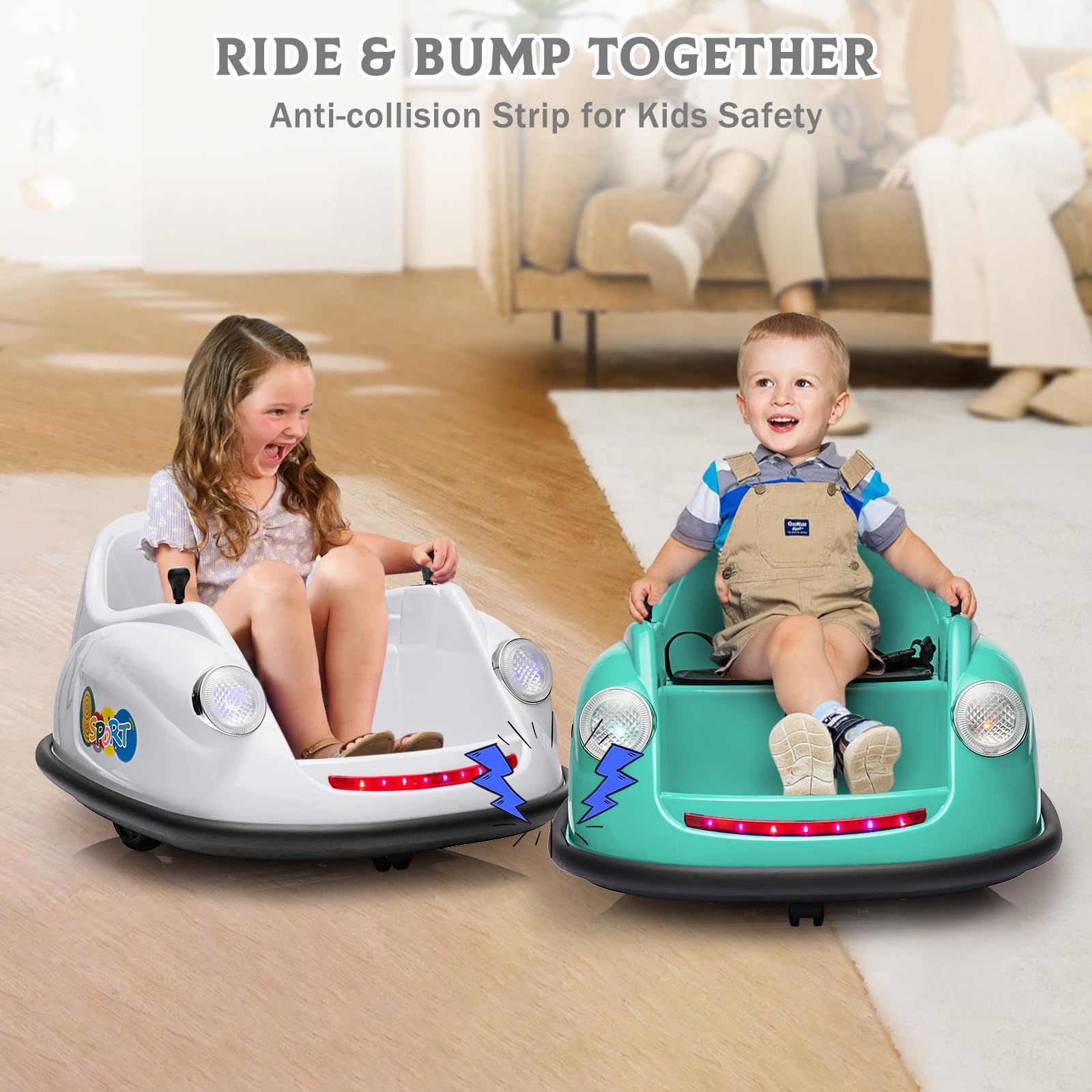 Garvee Ride - P Series: 12V Battery Car for Kids W/Parent Remote, Led Lights, 2-Speed, 360°Spin - White