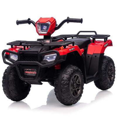 Garvee Ride - P Series: 12V Ride on Quad ATV for Kids, Electric Vehicle for Toddlers, High/Low 2.2mph Safety Speed for Child, Forward/Backward,LED Light, Music,USB for Boys Girls Gift- Red