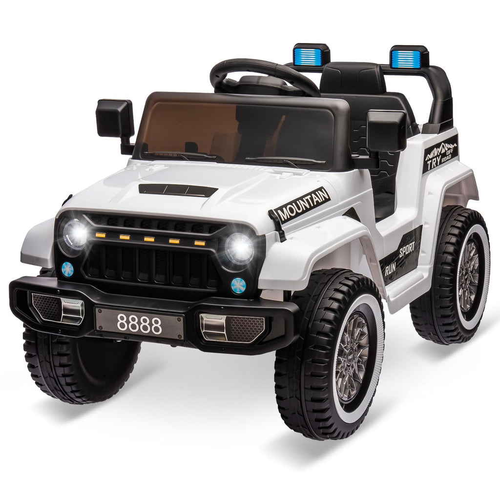 Garvee Ride - P Series: 12V Kids Ride-On Truck For Age 3+, Remote Control, LED, Music, 3 Speeds - White
