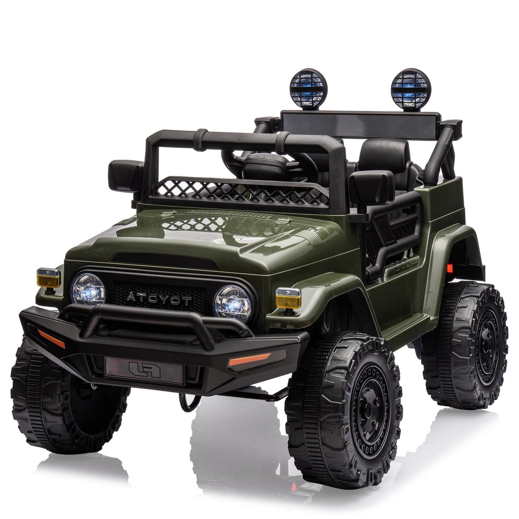 Garvee Ride - P Series: 12V Ride on Car for Kids, Licensed Toyota Ride on Truck, Battery Powered Electric Kids Car with Remote Control, Music, LED Lights, Suspension System, Double Doors, Safety Belt,Ride On Toy - Green