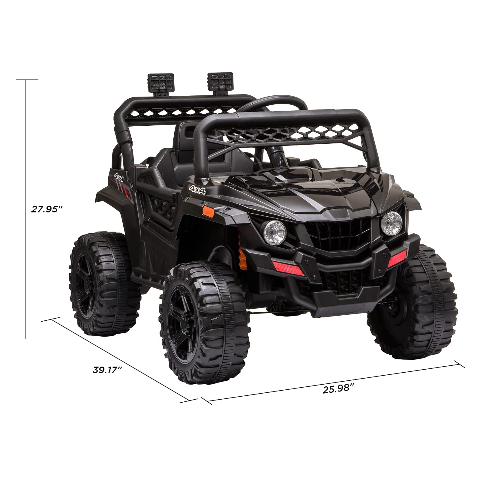 Garvee Ride - P Series: 12V Kids Ride On Car Truck w/Parent Remote Control, Spring Suspension, LED Lights, AUX Port, Music (Red-2,with Tent),jf-2