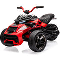 Garvee 12V Kids Ride on Toy for Kids, 2x55W Powerful Engine 7AH Battery, 3 - 7 km/H, 3 Wheelers Electric Vehicle, LED Lights, 2 Speeds, EVA Tire, Music, USB - Red