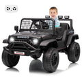 Garvee 12V Kids Ride On Truck Car with Parent Remote Control, 3 Speeds, Emergency Braking, LED Lights, Music & Horn, Black