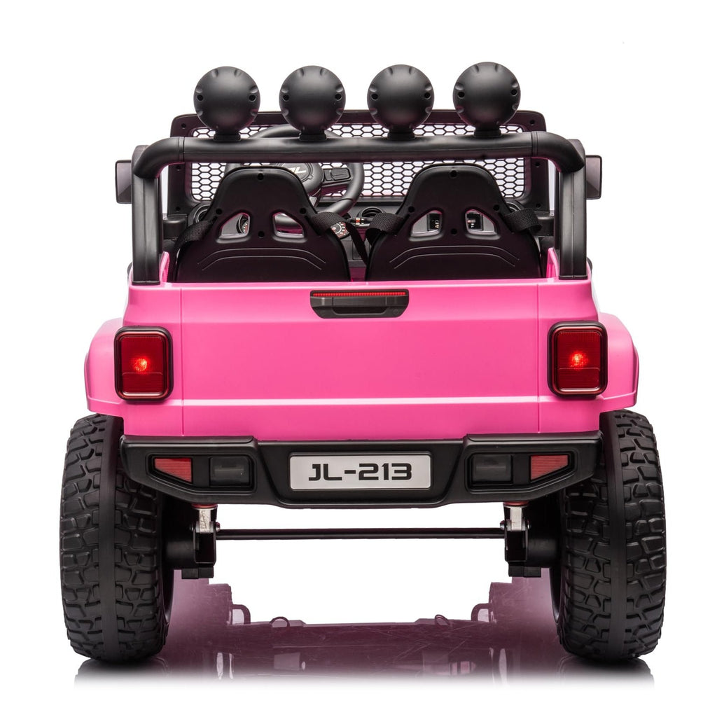 Garvee Ride - P Series: 24V 7AH Kids Ride on Truck Car 2 Seater Electric Vehicles for Toddles 2WD/4WD Switchable Battery Powered Cars with Remote Control, 4-Wheeler Suspension, LED Lights, MP3, Back Storage - Pink