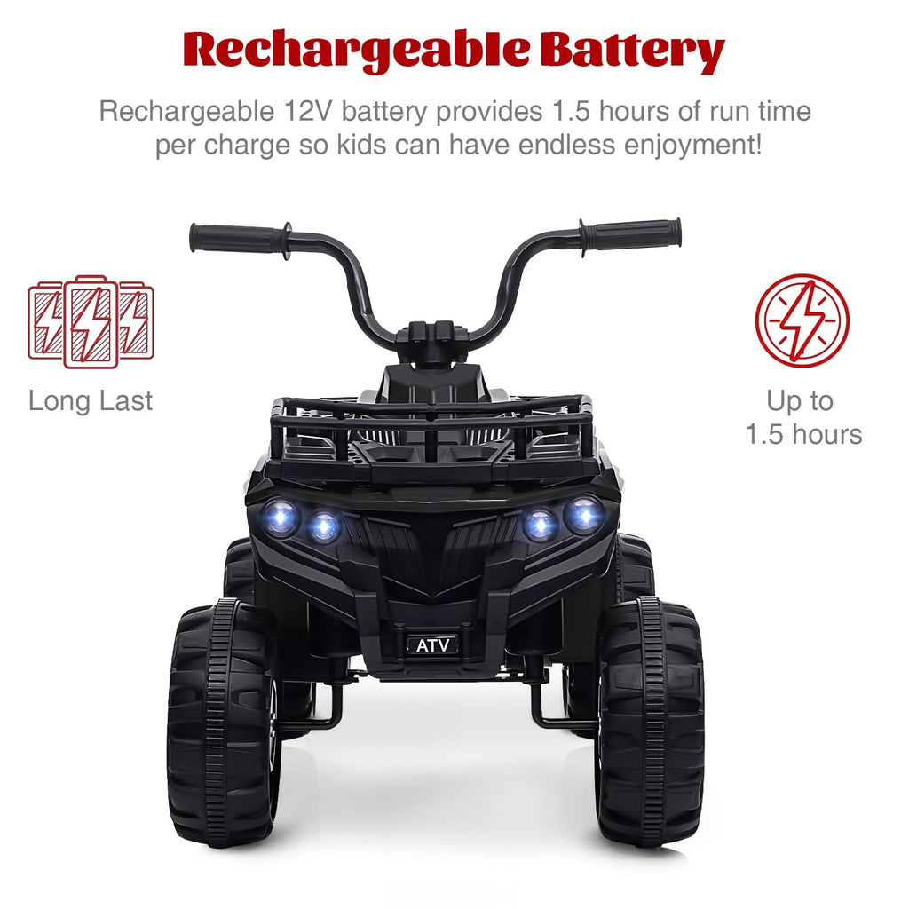 Garvee Ride - P Series: 12V Kids Ride On Electric Quad ATV, Ride Car Toy with Bluetooth Audio, High/Low Speed, LED Headlights, Battery Indicator & Radio Orange - Black