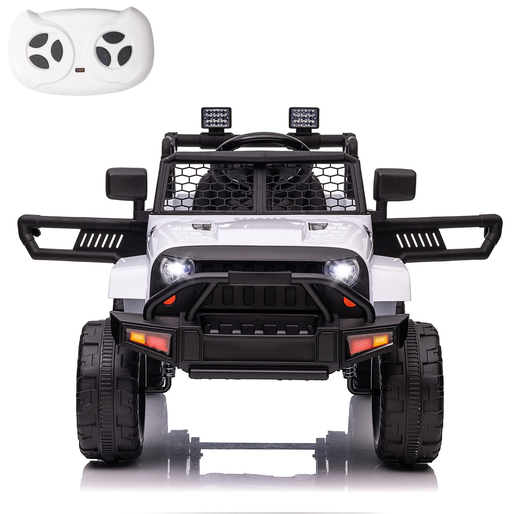 Garvee Ride - P Series: 12V Ride On Truck Car for kid : Remote Control, 3 Speeds, MP3 Music, Suspension, LED Lights,for 3+ Year Old - White