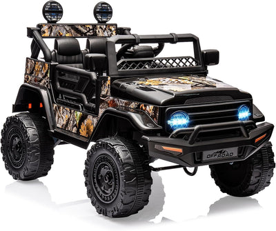 Garvee Ride - P Series: 12V Power Wheel Electric Car for Kids, Ride on Toys with Led Lights Bluetooth, 3 Speeds, Spring Suspension - Black