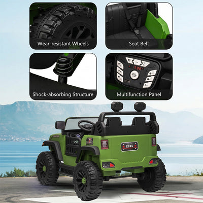 Garvee Ride - P Series: 24V Ride On Car 2 Seater For Kids Age 3+ , XL Electric Vehicles for Big Kids with 20" Wide Seat, 3 Speed, 2x200W Powerful Motor, Suspension, Bluetooth, Music,Power Wheels with Parent Control for Kids to Drive - Green
