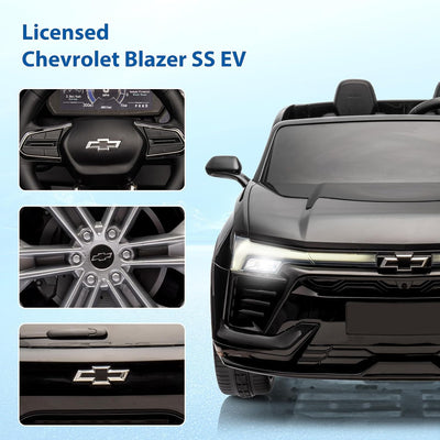 Garvee Ride - P Series: 24V 2-Seater Chevrolet Blazer Kids Car with Remote Control, Bluetooth - Black