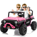 Garvee Ride P Series 24V Kids Toddler Ride On Truck 4WD 3 Speeds Large 7AH Battery Bluetooth MP3 Parent Safety Brake Red Outdoor Play - Pink