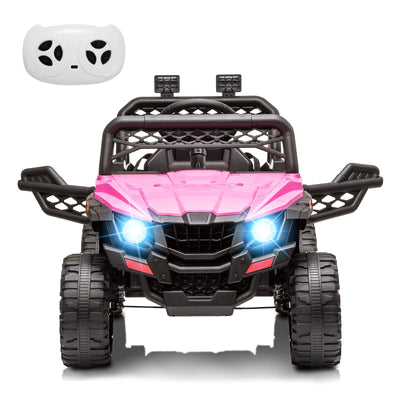 Garvee Ride - P Series: 12V Kids Car: Ride-On Truck, Remote, Suspension, LED, 1.8-3.7 MPH, MP3, Engine Sound, ASTM Certified, for 3-7 Years - Pink