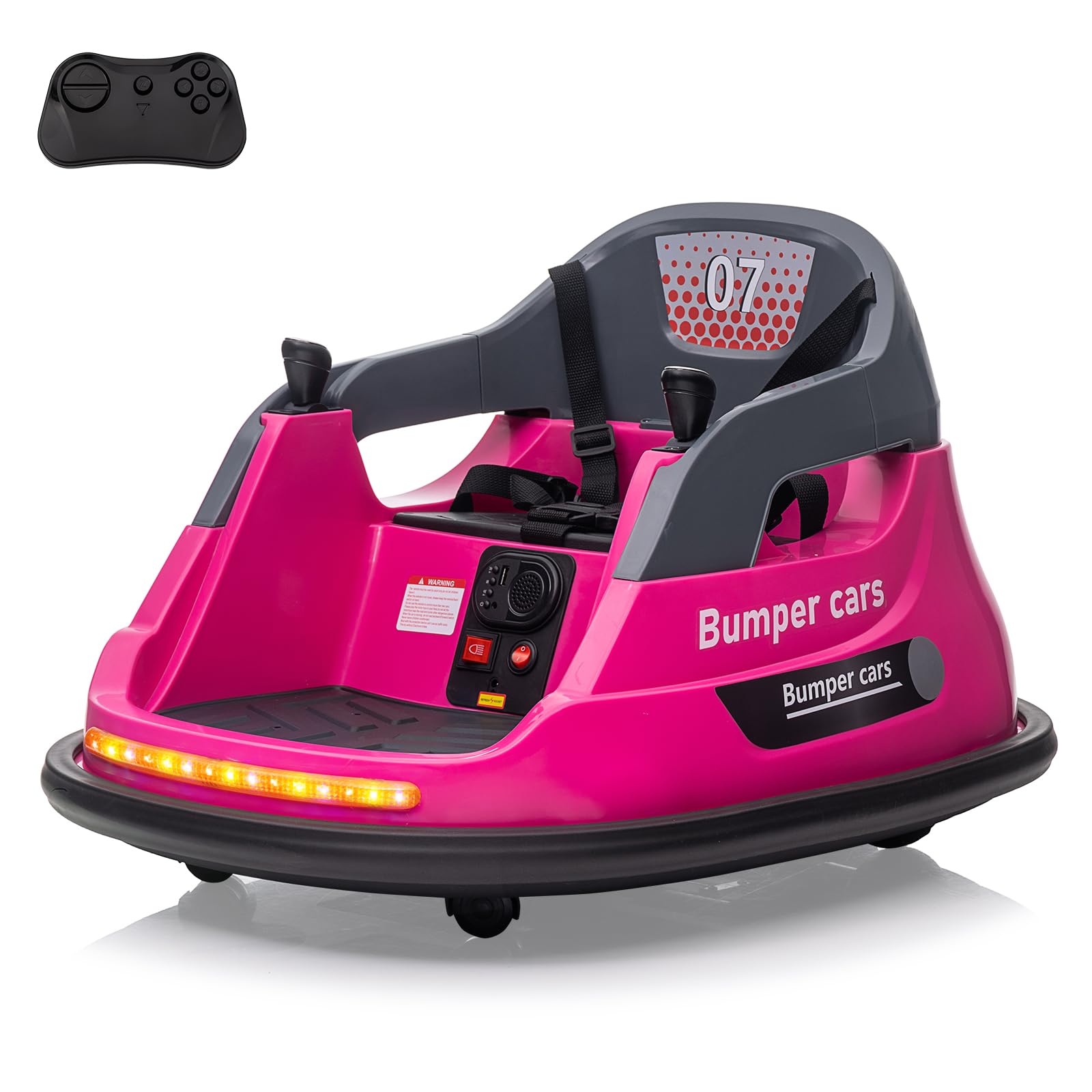 Garvee Ride - P Series: 12V Kids Bumper Car with Remote Control, LED Lights & 360 Degree Spin, Indoor and Outdoor Kids Toy for 18+ Months Kids - Rose