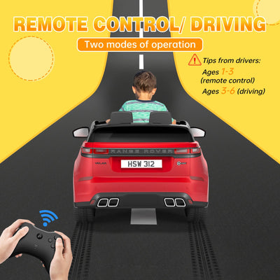 Garvee Ride - P Series: 3-8, 12V Licensed Land Rover Ride Electric Car for Kids with Parent Remote Control, MP3 Player, Rocking, Pull Rod - Red