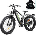 Garvee Electric Bike for Adults, [Peak 1500W Motor] Electric Mountain Bike, 26" Fat Tire Ebike, Max 60 Miles 28MPH Electric Bicycle with 48V/17.5Ah Battery, LCD Display, 7 Speed, Front Suspension (Gray)