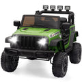 Garvee Ride - P Series: 12V Kids Electric Vehicles with Remote Control, 2 Speeds, Spring Suspension, LED Headlight, Bluetooth, Music, Battery Powered Car for Kids - Green