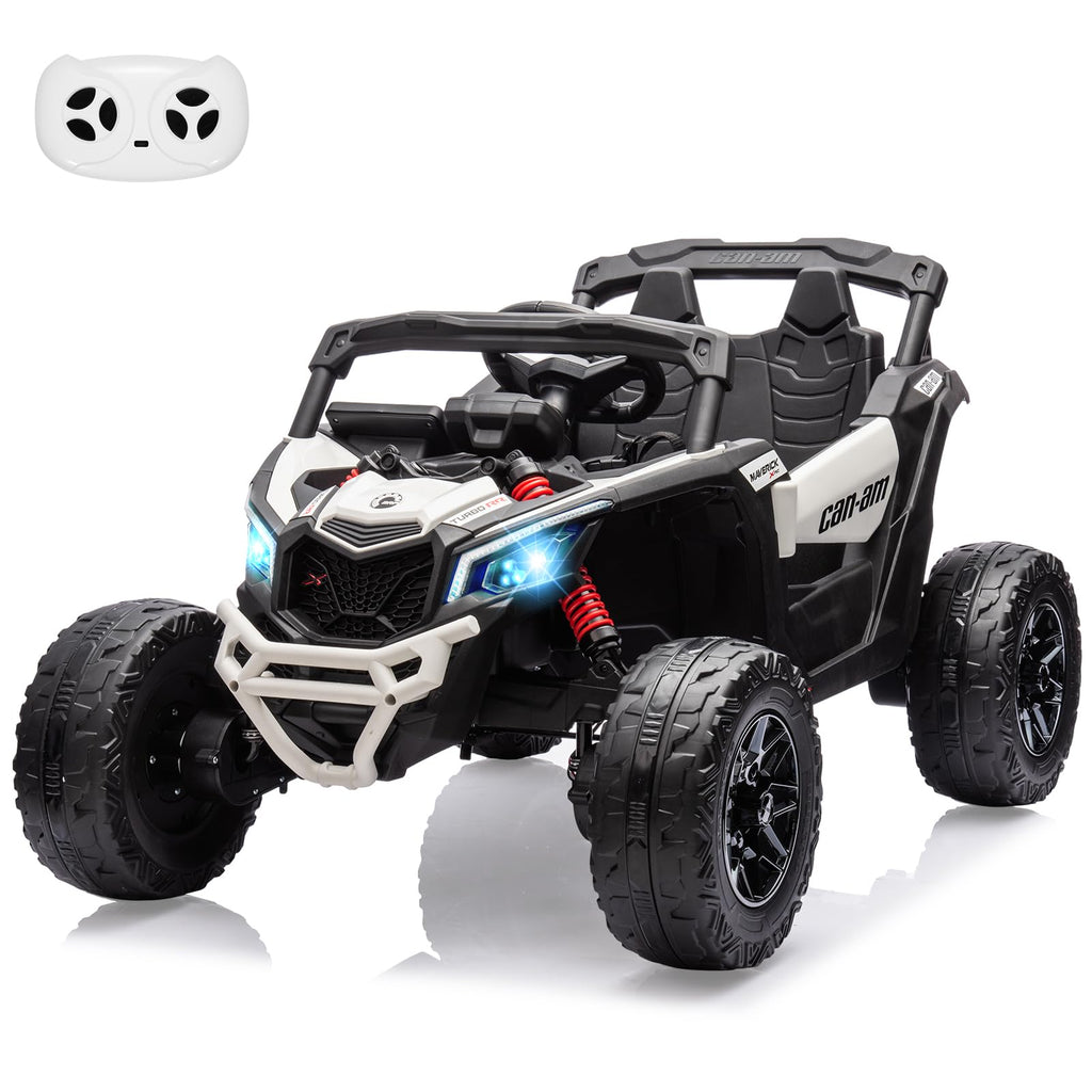 Garvee Ride - P Series: 12V Can-Am Ride-On UTV: Remote Control, Large Seat, Music, LED Lights, Spring Suspension, for Boys & Girls - White