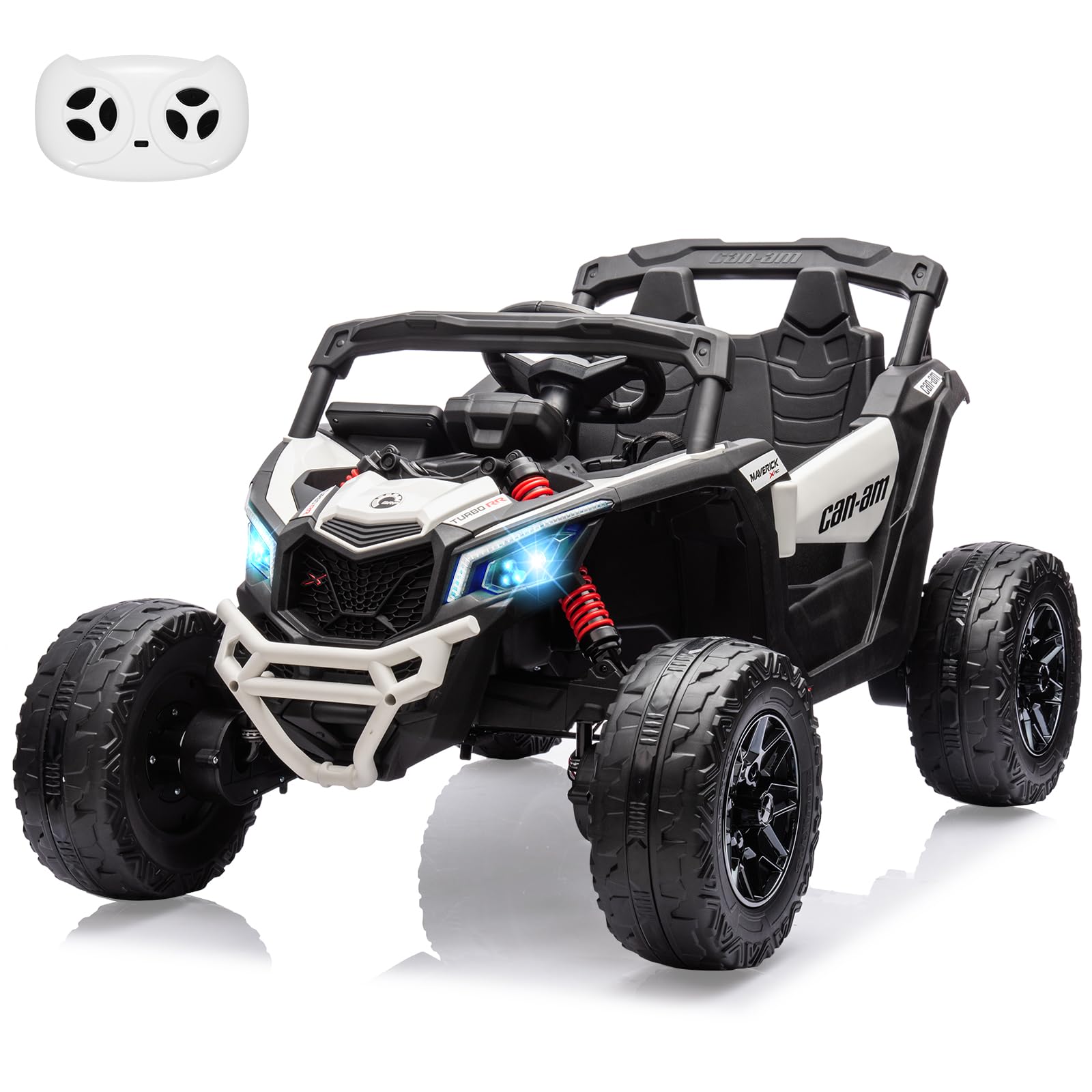 Garvee Ride - P Series: 12V Can-Am Ride-On UTV: Remote Control, Large Seat, Music, LED Lights, Spring Suspension, for Boys & Girls - White