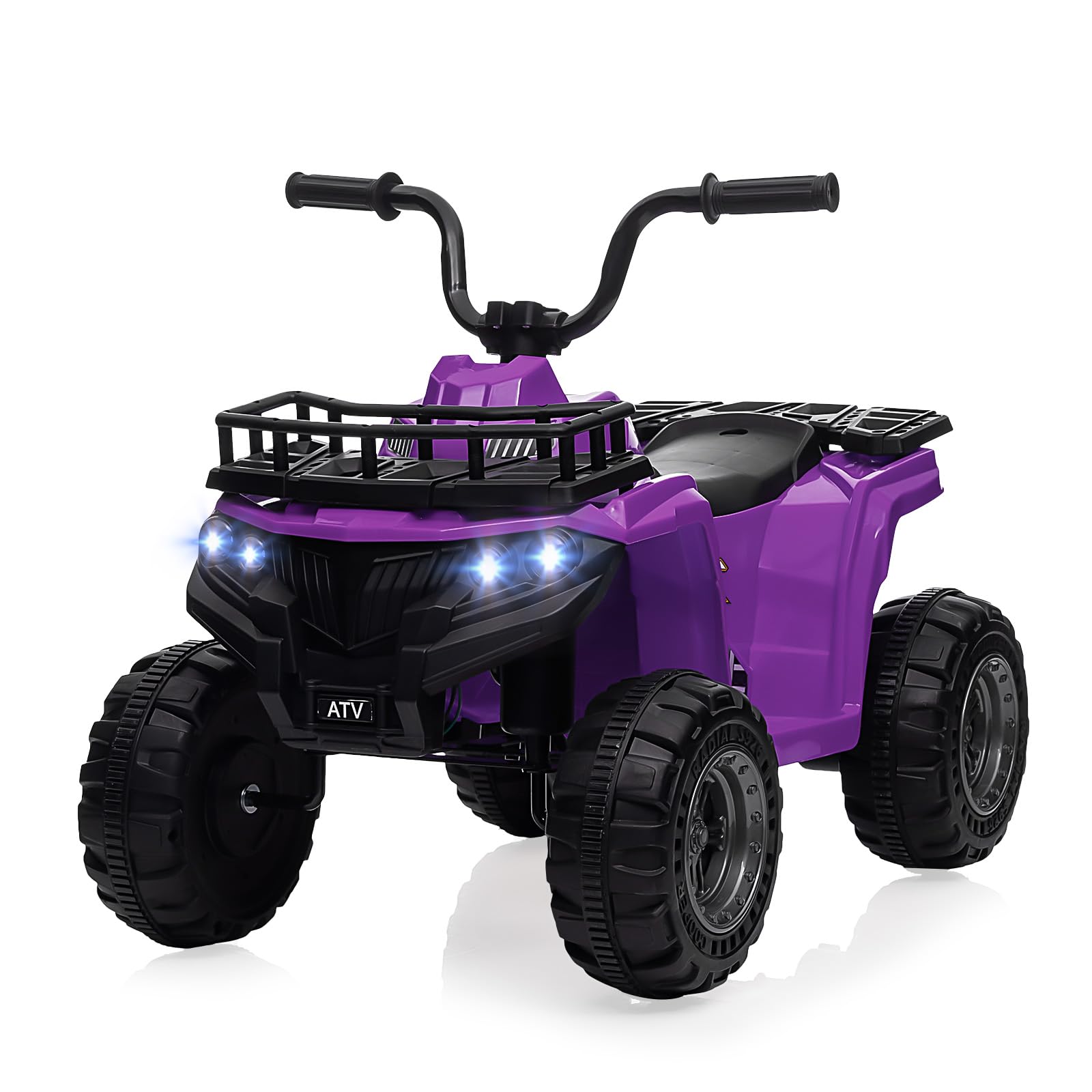 Garvee Ride - P Series: 12V Kids Ride On Electric Quad ATV, Ride Car Toy with Bluetooth Audio,High/Low Speed, LED Headlights, Battery Indicator & Radio Orange - Purple