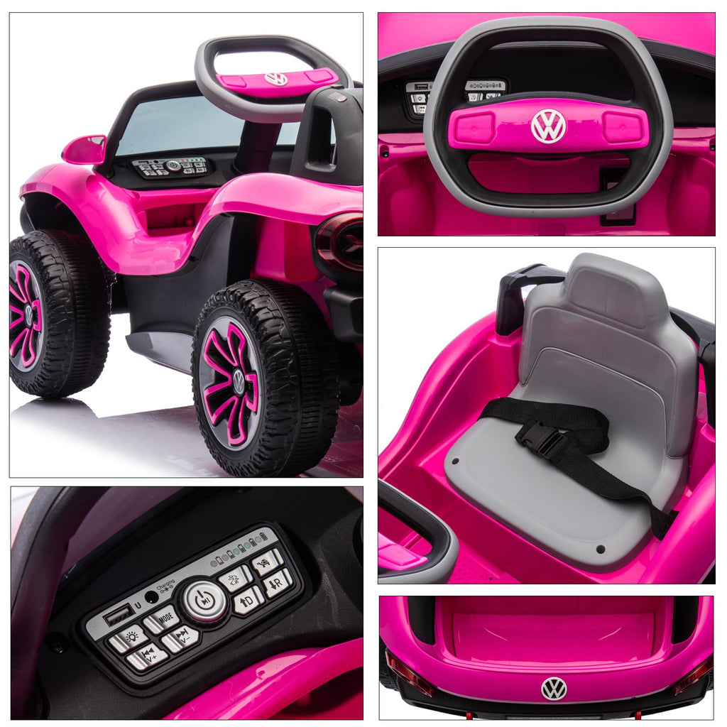 Garvee Ride - P Series: 12V Ride-On Toy With Remote Control | LED Lights, MP3, and Bluetooth | For Boys and Girls, Pink