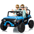 Garvee Ride P Series 24V Kids Toddler Ride On Truck 4WD 3 Speeds Large 7AH Battery Bluetooth MP3 Parent Safety Brake Red Outdoor Play - Blue