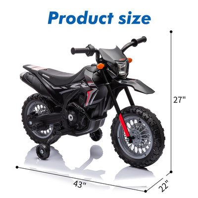 Garvee Ride - P Series: Kids Electric Ride on Motorcycle, Licensed Honda Battery Powered Motorbike Toy, with Training Wheels, Rechargeable Battery, Headlight, Engine Sounds, for Children Girls Boys - Black