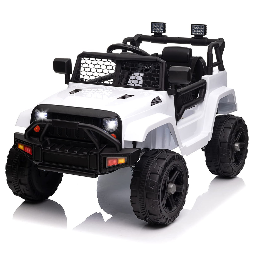 Garvee Ride - P Series: 12V Ride On Truck Car for kid : Remote Control, 3 Speeds, MP3 Music, Suspension, LED Lights,for 3+ Year Old - White