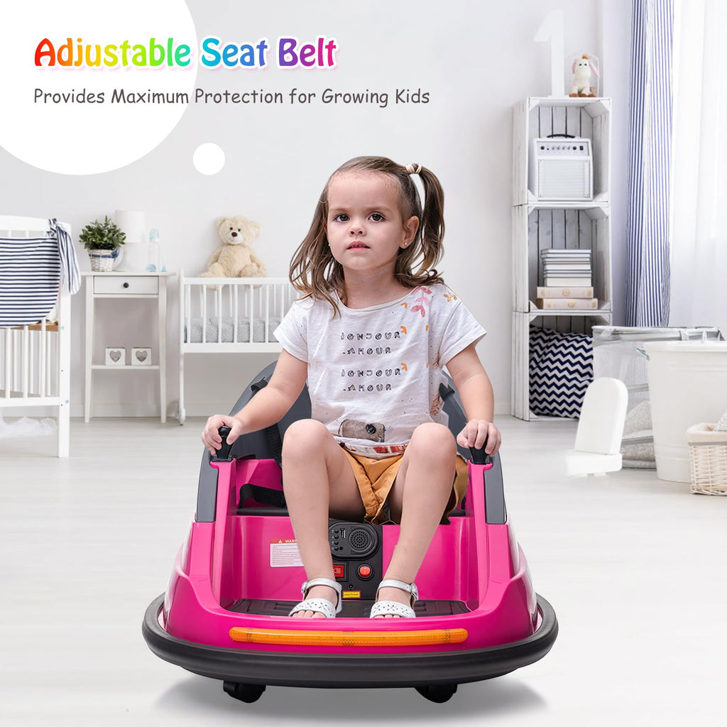Garvee Ride - P Series: 12V Kids Bumper Car with Remote Control, LED Lights & 360 Degree Spin, Indoor and Outdoor Kids Toy for 18+ Months Kids - Rose