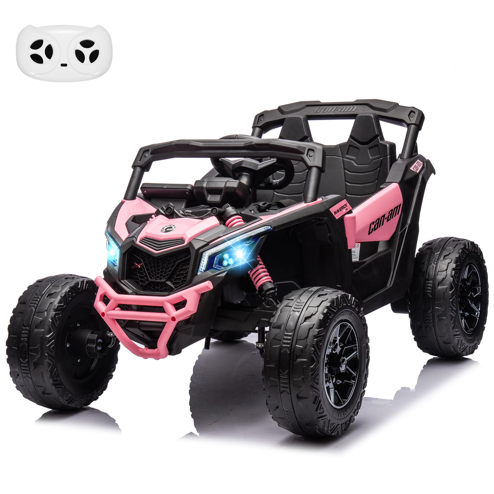 Garvee Ride - P Series: 12V Can-Am Ride-On UTV: Remote Control, Large Seat, Music, LED Lights, Spring Suspension, for Boys & Girls - Pink
