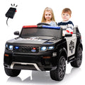 Garvee Ride - P Series: 12V Kids Ride On Police Car Suv Battery Operated Ride On Toy Toddlers Electric Cars With 2.4G Remote Control, LED Flashing Light, Megaphone, Spring Suspension, Handle, Music, Black