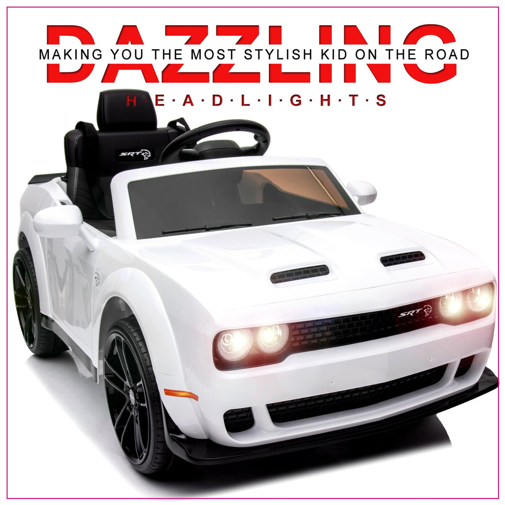 Garvee Ride - P Series: 12V Electric Vehicles Battery Powered with Remote Control, LED Lights, Bluetooth, MP3 for Boys Girls - White