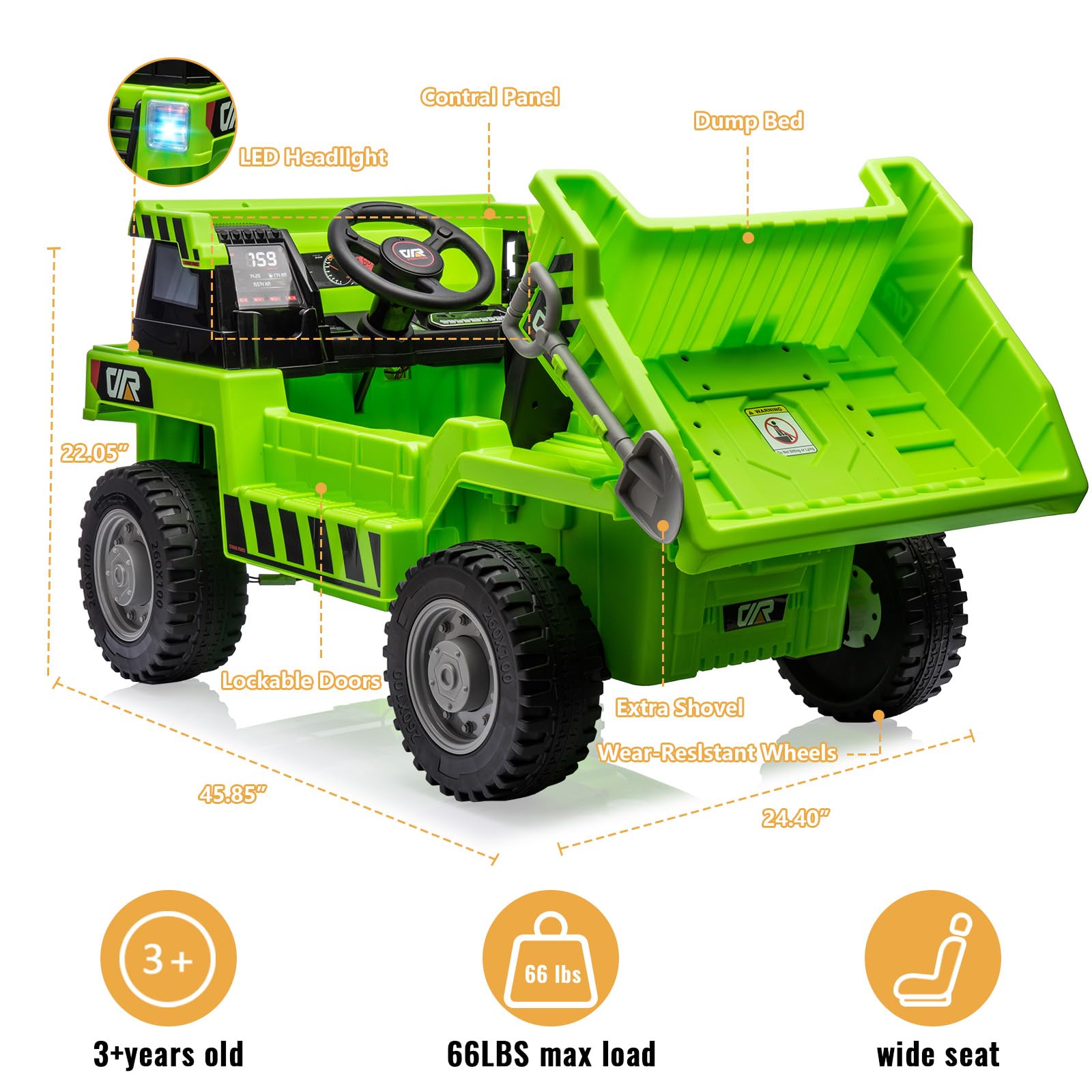 Garvee Ride - P Series: 12V Electric Bed Remote Control Shovel USB MP3 Music Battery Indicator Green