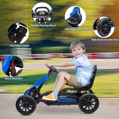 Garvee Ride - P Series: 12V Electric Go Kart for Kids,7Ah Battery Powered Car for Toddlers, Adjustable Seat, High/Low Variable Speeds,EVA Wheels, for 3-6 Years - Blue
