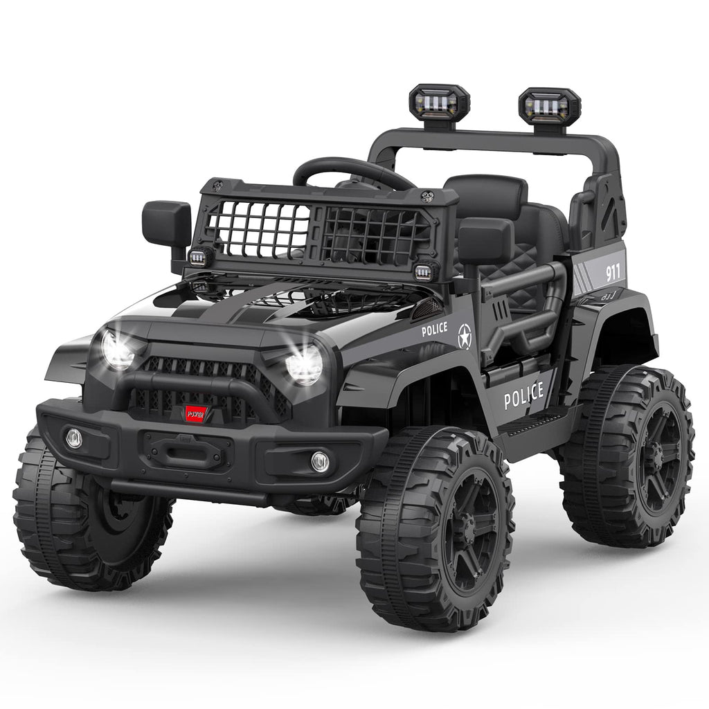 Garvee Ride P Series 12V Kids Electric Vehicles with Remote Control Spring Suspension, LED Lights, Bluetooth, 2 Speeds - Black