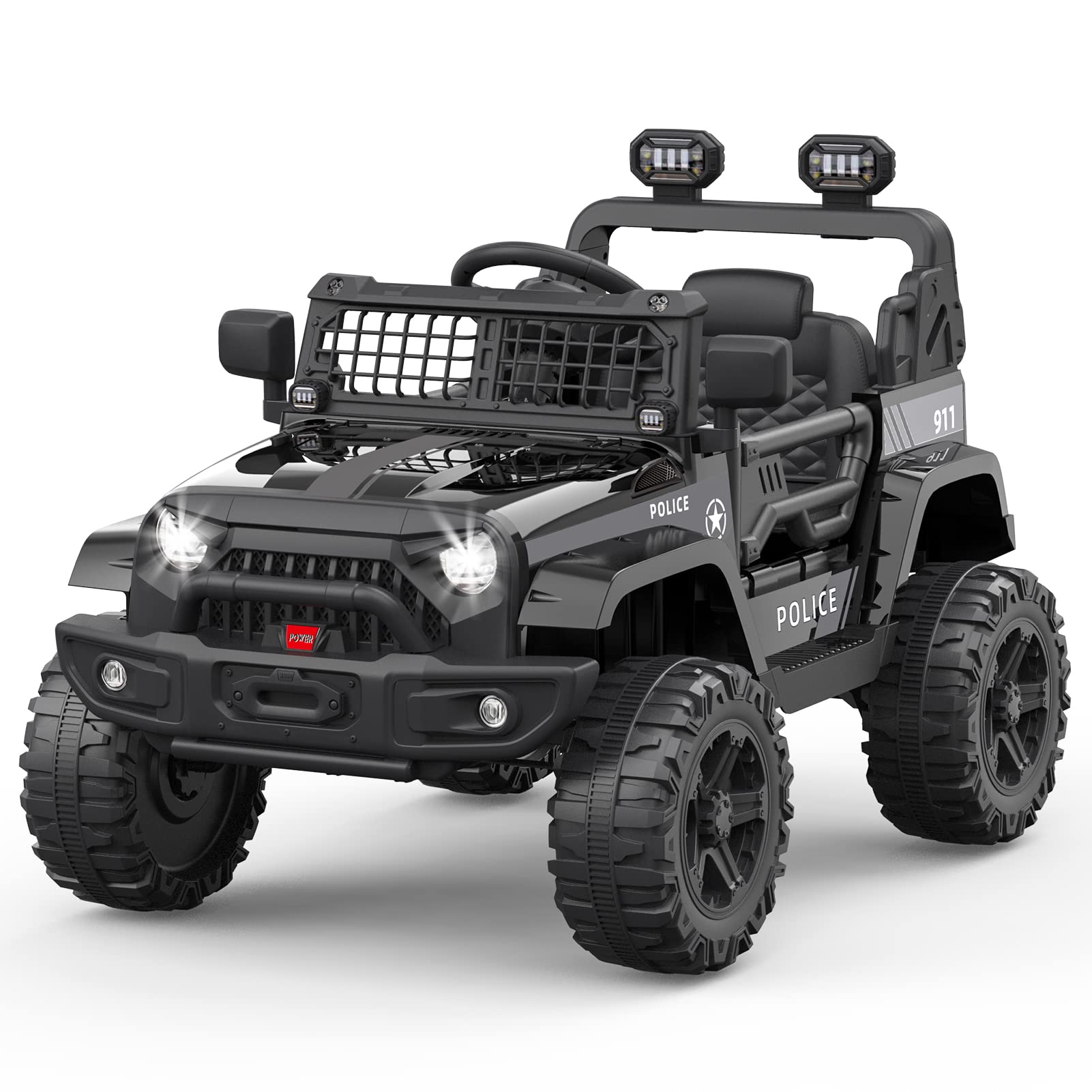 Garvee Ride P Series 12V Kids Electric Vehicles with Remote Control Spring Suspension, LED Lights, Bluetooth, 2 Speeds - Black