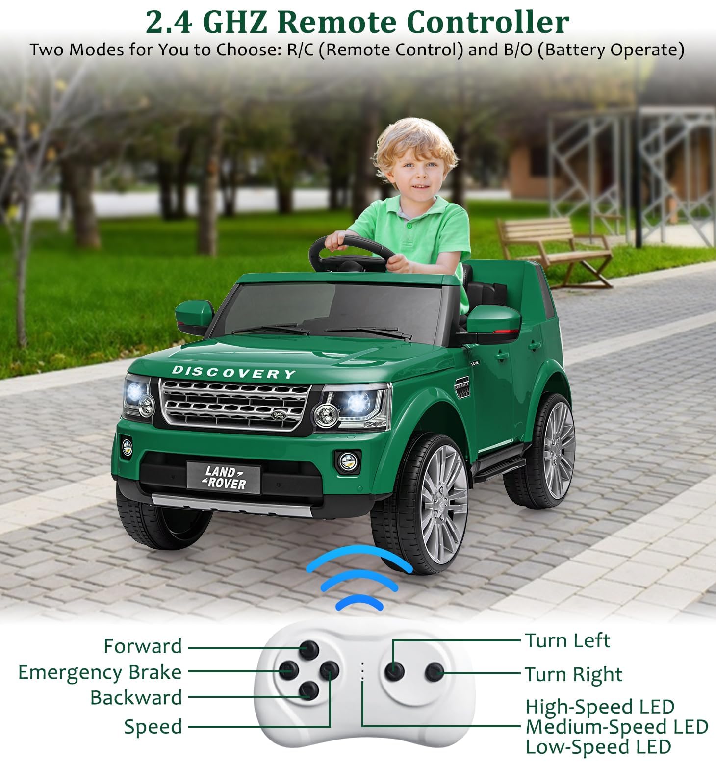Garvee Ride - P Series: 12V 4.5 MPH, Parent Remote Control, Music Player, MP3, LED Lights, Green, 3-8 Years