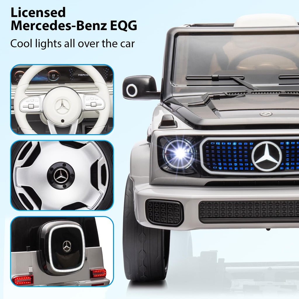 Garvee 12V Licensed Mercedes-Benz EQG Kids Ride On, LED, Music - Grey