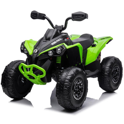 Garvee Ride - P Series: 12V Ride on Toy Car Bombardier Licensed BRP Can-am 4 Wheeler Quad Electric Vehicle, w/LED Lights, Spring Suspension, Bluetooth, Music, USB, Treaded Tires, White - Green