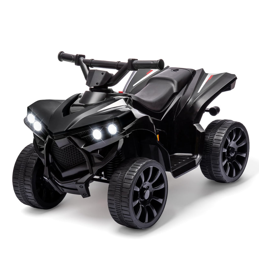 Garvee Ride - P Series: 6V Quad ATV for Kids Toddler 3+ years, Max 55lb Capacity ，With LED, Music, Foot Pedal, Wear-Resistant Wheels, 1.9 MPH - Black
