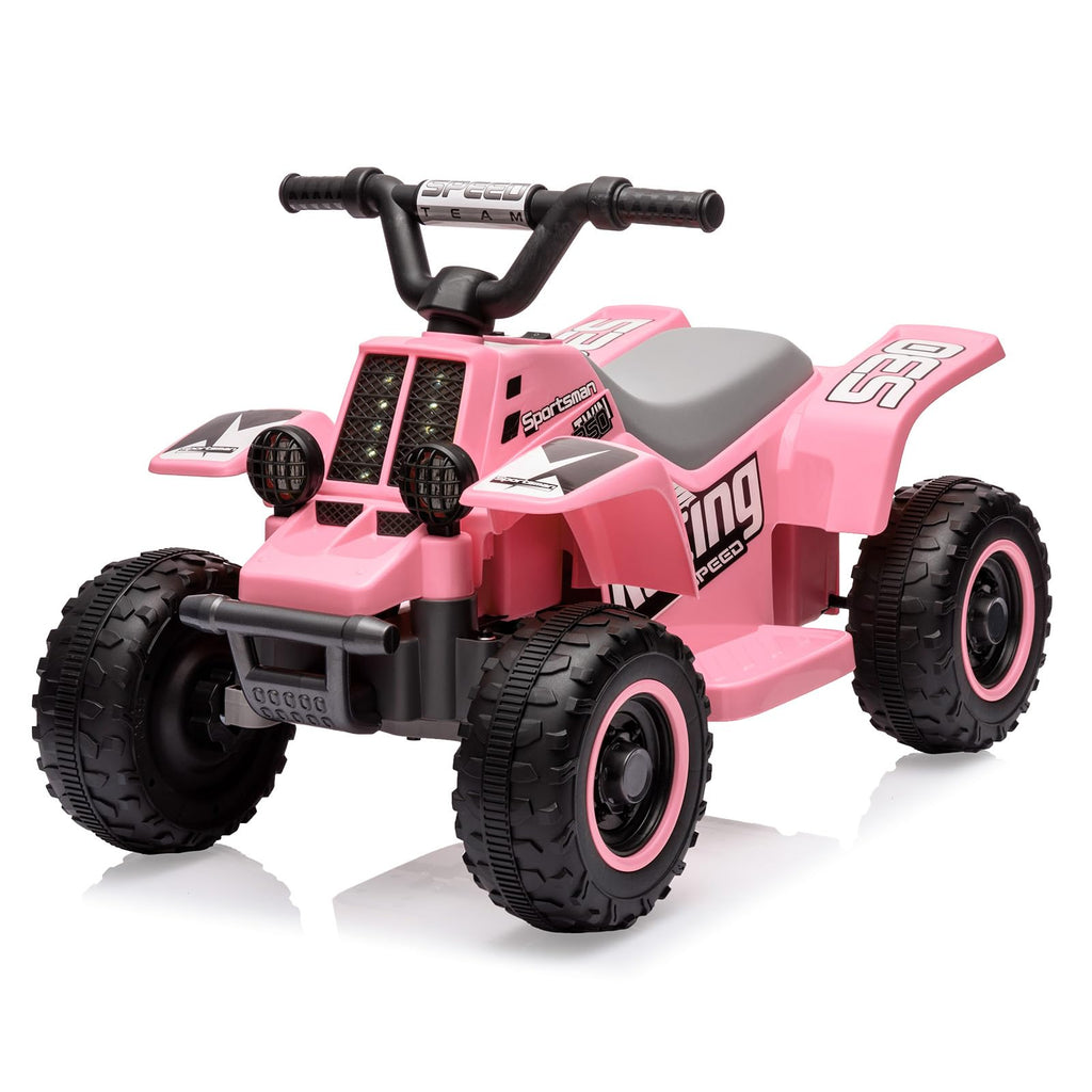 Garvee Ride - P Series: 6V Kids Ride On Electric Quad ATV, Ride Car with LED Headlights, Ride-On Toy for Toddlers 1-3 Boys & Girls with Music, Forward & Reverse - Pink