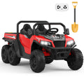 Garvee Ride - P Series: 24V 4WD Electric Ride On Dump Truck with Remote Control, 2-Seater, Music Player, LED Lights, Key Start Safety System, Durable Plastic, Off-Road Kids Toy for Ages 3+ - Red
