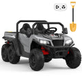 Garvee Ride - P Series: 24V 4WD Electric Ride On Dump Truck with Remote Control, 2-Seater, Music Player, LED Lights, Key Start Safety System, Durable Plastic, Off-Road Kids Toy for Ages 3+ - Grey