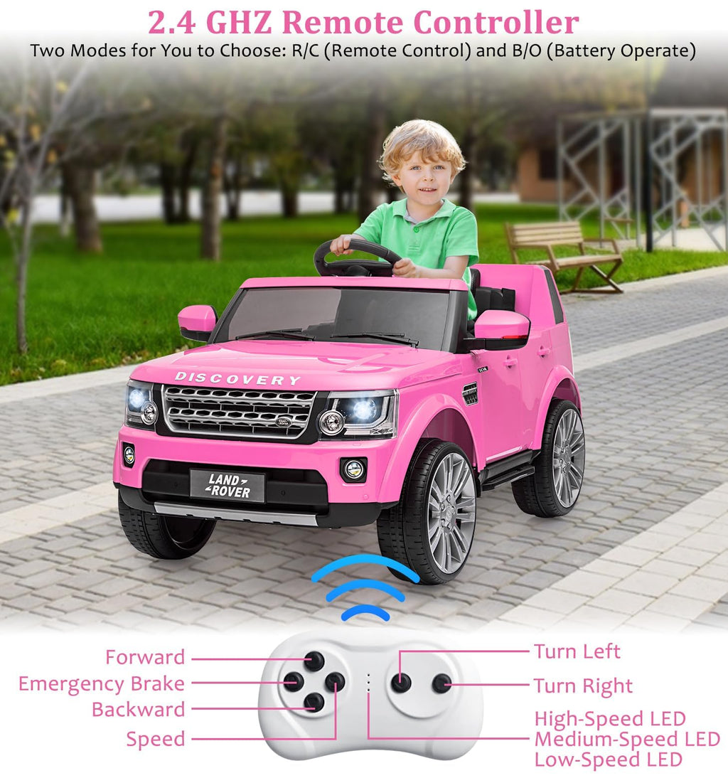 Garvee Ride - P Series: 12V, 4.5 MPH, Remote Control, Music Player, MP3, LED Lights, USB, FM Radio, Pink, Ages 3-8