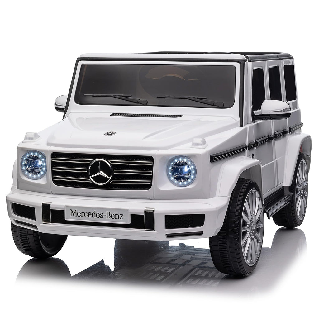 Garvee 12V Kids Ride On Car, Licensed Mercedes-Benz G500 Electric Vehicle w/Parent Remote Control, 4xSpring Suspension, 3 Speeds, Rocking, LED Lights, Music, Battery Powered Ride on Toy for Kids - White