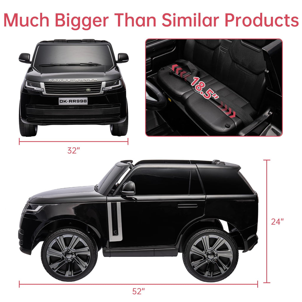Garvee Ride - P Series: 24V 2-Seater Land Rover Ride-On Car For age 3+, With MP3, 3 Speeds, Remote Control, LED, 4-Wheel Suspension - Black