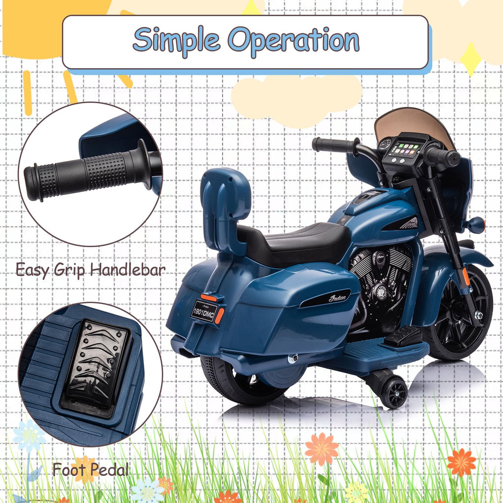 Garvee Ride - B Series: 6V Ride-On Motorcycle for Kids, Electric Dirt Bike with USB, Music, Headlight - Blue