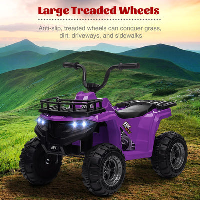 Garvee Ride - P Series: 12V Kids Ride On Electric Quad ATV, Ride Car Toy with Bluetooth Audio,High/Low Speed, LED Headlights, Battery Indicator & Radio Orange - Purple
