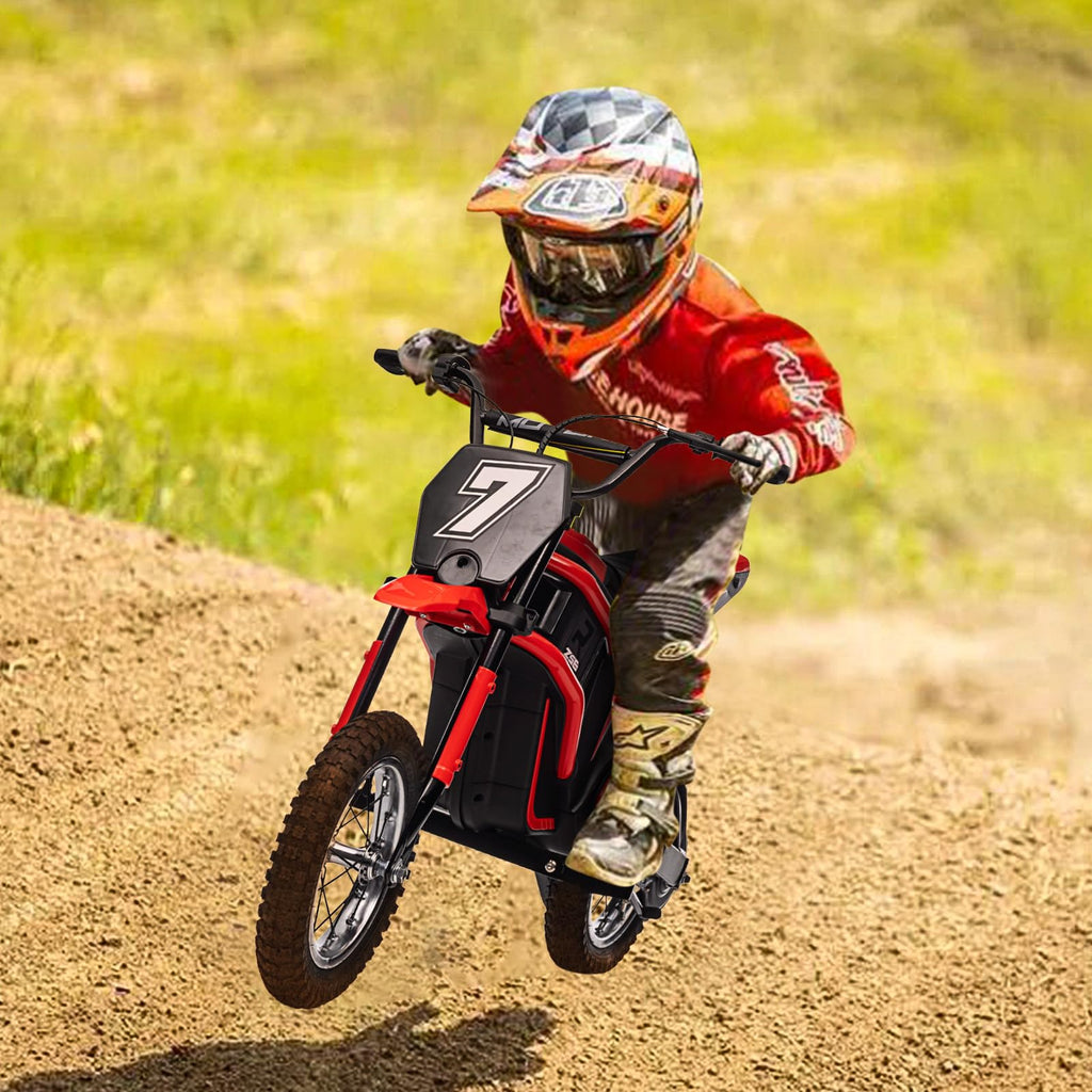 Garvee Ride - T Series: 24V-10A 350W Ride On Electric Dirt Bike For Kids Ages 13+, 14.29MPH, 3-Speed - Red-7